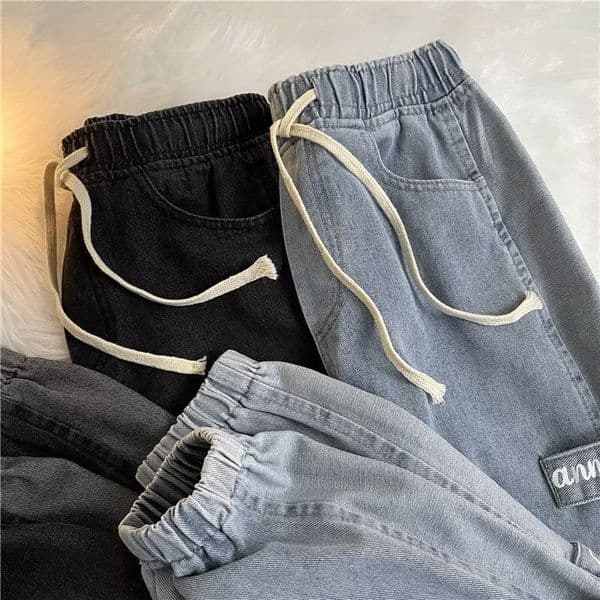 Stylish Hong Kong-style Fashion Trendy Brand Casual Harem Pants Autumn Denim Trousers For Designer Pants Men Youthful And Popular Casual Trendy Print