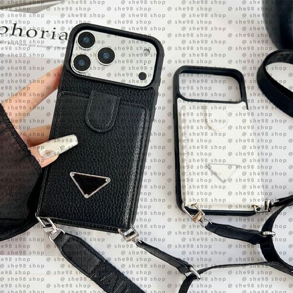 Crossbody Phone Case Designer For iPhone 17 16 Pro Max 15 Pro Max Case iPhone 14 ProMax 13 12 15 Plus 16 Plus Phonecase Card Holder Leather Wallet Case Cover Z260522