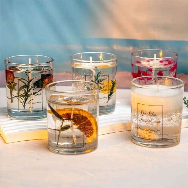 luxury Dried Flower Gel Candle Gift Set-Soy Wax in Crystal Vase Scented Souveniru0026Home Centerpiece with Vegan Aromatherapy W260304 L260513