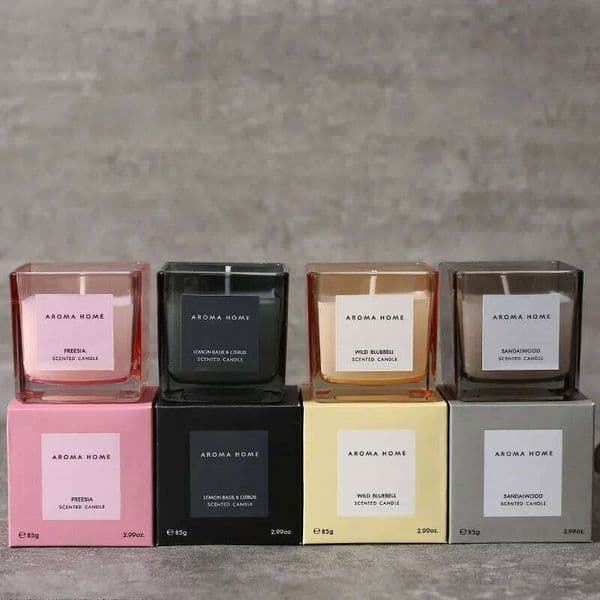 Ins Style Vintage Square Glass Jar Scented Essential Oils Soy Wax Candle Aromatherapy Home Decoration Birthday Xmas Gift W260304