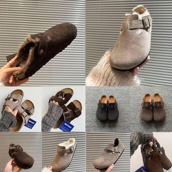 Designer Clog Slippers Women Men Flat Heels Beach Slides Real Leather Double Buckle Cork Sandals Outdoor Casual Shoes Brown Grey Coffee Size 35 46 thumbnail 2