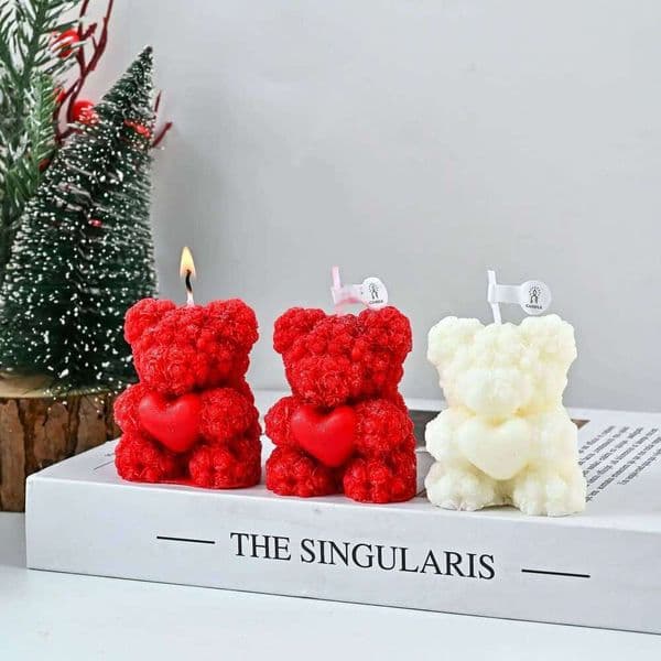 Cute Bear Low Temperature Scented Candle, Skin-Friendly, Handmade Couple Anti-Scald, Romantic Scene Accessories That Can Be Torn W260304