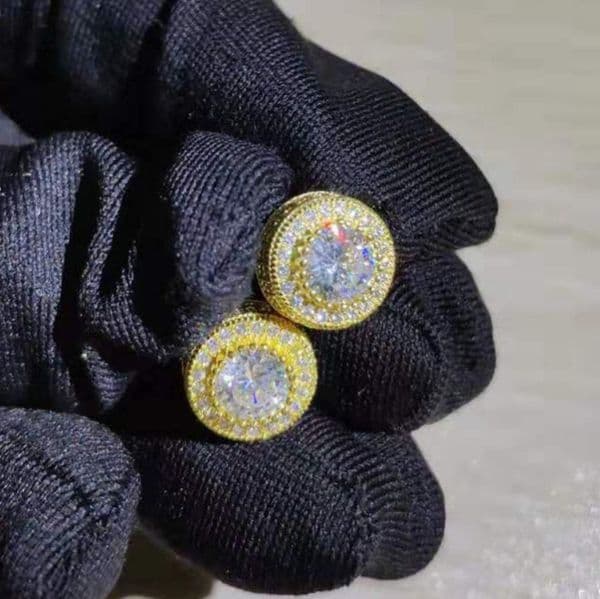 Mens Gold Earrings High Quality Womens Silver Round Stud Earring Fashion Hip Hop Jewelry