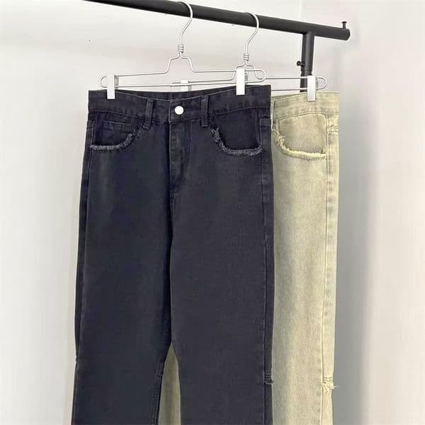 2026 Chinese-style Vintage Drapey Jeans American-style Distressed White Jeans For Women Loose-fitting Designer Pants Straight-leg Floor-length Wide-leg Pants