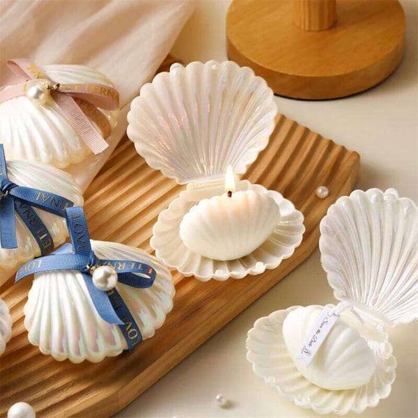 Scented Candle, Pearl Set, Wedding Favors Candle for Guests, Gift, Party, Holiday, Home Decor, Sea Shell Candles W260304