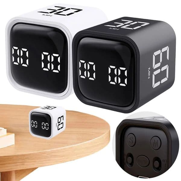 Productivity Cube Timer 5/10/30/60 Minutes and Custom Countdown Gravity Sensor Flip Timer Mini Kitchen Timer 260304