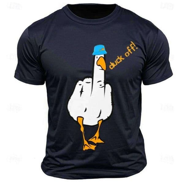 Men's Graphic T Shirt Sports Classic Letter Printed Funny Duck Black White Short Sleeve Comfortable Tee Summer Fashion Clothing H260304