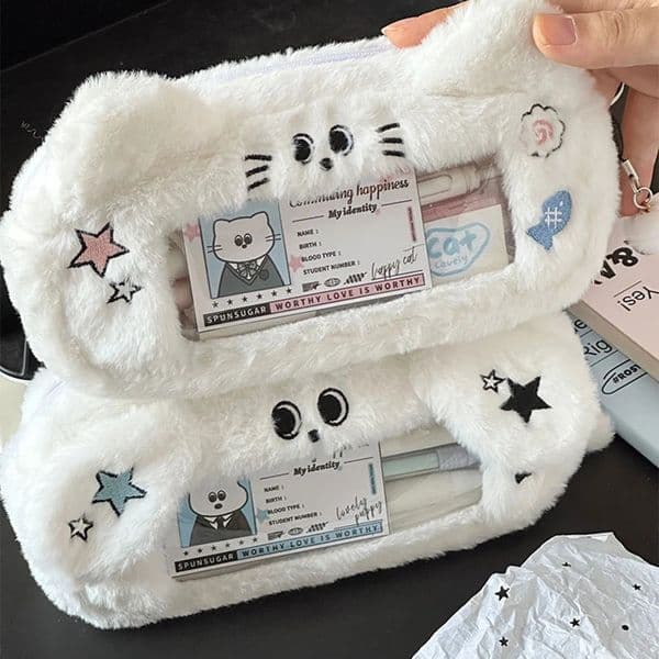 1pcs Big Capacity Pencil Case 2 Compartments Large Pencil PouchPlush Kawaii Pencil Pouch for Office 260304