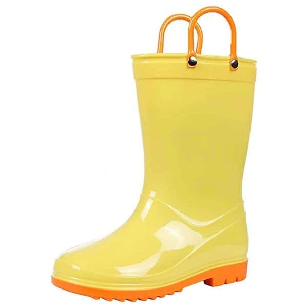 Kidmi Children Girls And Boys Outdoor Non-slip Rubber Rain Shoes Cute Easy Clean Kids Waterproof Boots With Handles