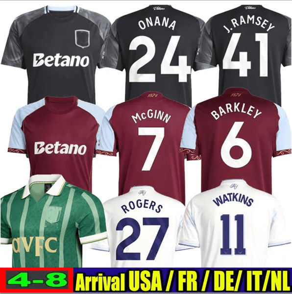 new Aston Villashirt 25 26 27 BAILEY MALEN Soccer Jersey 150th Home Away Third 2025 2026 2027 McGINN ONANA WATKINS KONSA MARTINEZ Men Kids Kit Football Shirt