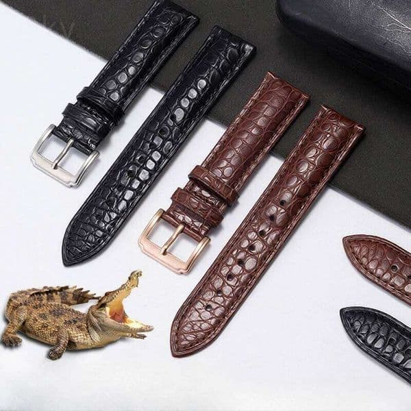 Crocodile Skin Watch Strap Genuine Leather Men Women Needle Butterfly Buckle for Mido Longines Famous Master Omega IWC Watchband H260304