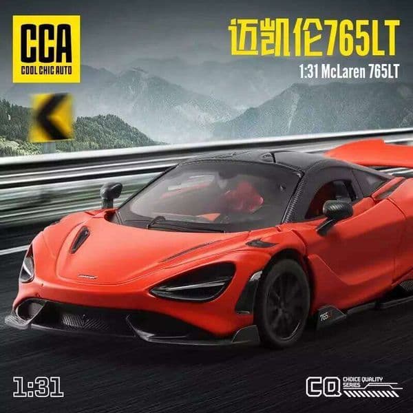 CCA MSZ 1:31 McLaren 765LT alloy model children's toy car die-casting with sound and light pull back function C260305
