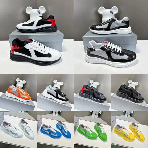 Americas Cup Designer Sneakers Mens Trainers Womens Luxury Casual High quality Patent Leather nylon Mesh outdoor Shoes out of office Athletic Shoes big size 48