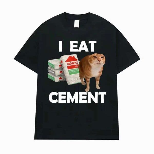 I Eat Cement Cursed Cat T Funny Meme Graphic Tee Shirt Men Women Fashion Casual Humor Vintage Oversized T-shirt Streetwear H260305