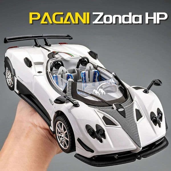 1:24 PAGANI ZONTA HP Huayra Toys Miniature Car Diecast Models Doors Opened Sound Light Pull Back Vehices for Adult Gift Ornament C260305