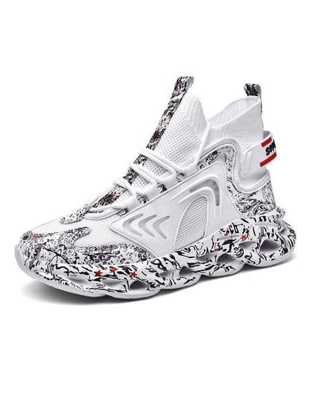 Casual Shoes Mens Designer Shoes High Quality Sports Running Shoes Fashion Outdoor Print Black White Air-cushioned Shoe 2106