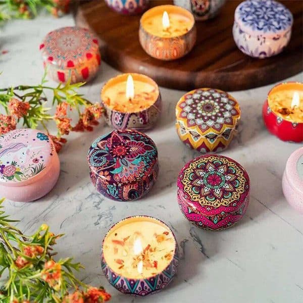 Vintage Scented Candles Soy Wax Jars Flower Fragrance Scent Candle Wedding Ceremony Birthday Gifts Home Decoration W260304