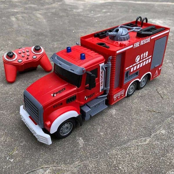 Rc Fire Engine Car 2.4G Remote Control Truck with Sound Lights Ladder Sprinkler Rescue Vehicle Kids Xmas Newyear Gift Z260304