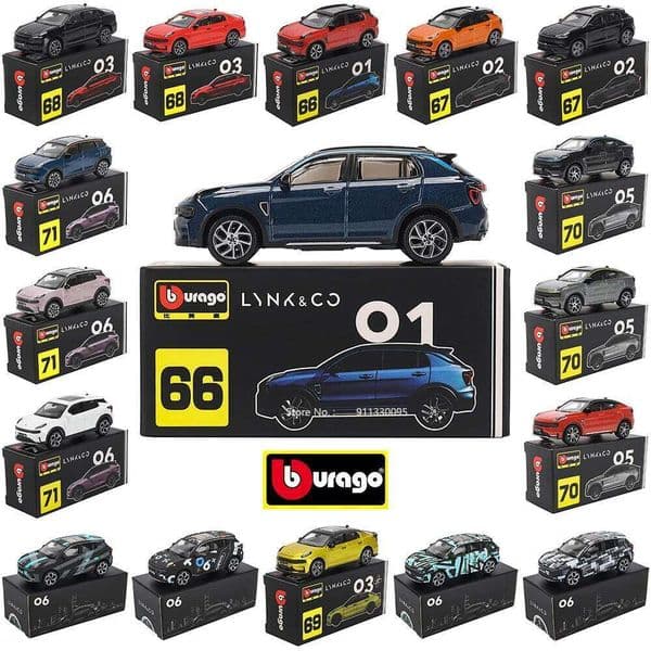 Bburago 1:64 LYNK simulation of collar alloy Micro high precision model Car Model Collection Kids Xmas Gift Toys for Boy C260305