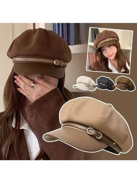Retro British-Style Beret Octagonal sboy Cap for Women Fits Larger Head Sizes 260305
