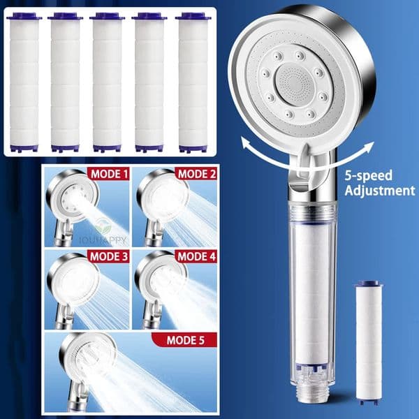 High Pressure Shower Head Set 5 Jet Modes Adjustable with Filter Large Water Flow Spray Bathroom Accessories 260304