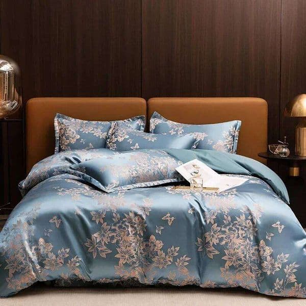 High End Jacquard King Size Luxury European Wedding Bedding Sets Queen American Satin Double Duvet Cover Set 220x240 26H0305