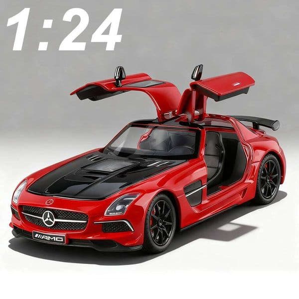 1:24 SLS SLE Alloy Car Miniature Toys Diecast Model Doors Opened Sound Light Rear Wheel Pull Back Vehice Kid Exquisite Ornaments C260305 thumbnail 2