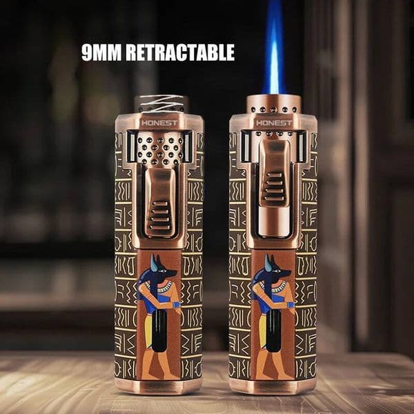HONEST Strong Blue Lighters 9Mm Retractable Head Stereoscopic Embossed Craftsmanship Fine Patterns Adjustable Flame Size