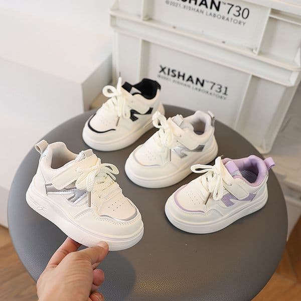 Free Shipping Children's Sneakers Kids Fashion Design White Non-slip Casual Shoes Boys Girls Hook Breathable Sneakers Toddler Outdoor Shoes Size 24-31