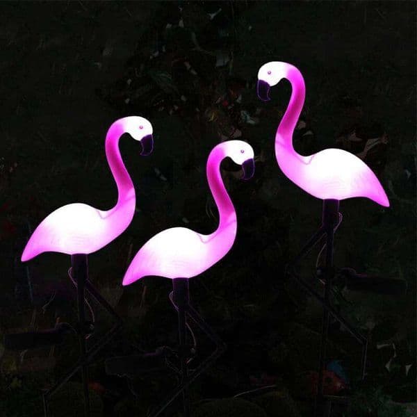 Solar Flamingo Outdoor Courtyard Decoration Waterproof Garden LED Patio Walkway Standing Landscape Yard Light 26H0305