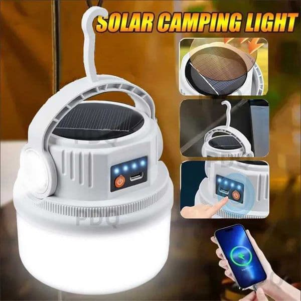 Solar Camping Lights Outdoor Waterproof Multifunctional Tent Flashlight Type-C And Solar Charge Atmosphere Light LED with Hook H260305