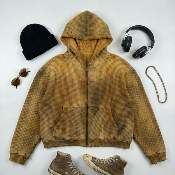 Trendy Retro Corduroy Zip Up Hoodie Men and Womens Brown Oversized Jacket Casual Warm and Stylish Street Style Zip Up Hoodie 260304