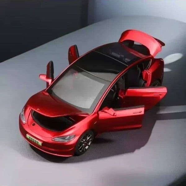 1:32 Tesla 3 Alloy Model Simulation Sound And Light Pull Back Toy Metal Car Boys Collection Ornaments Gift C260305