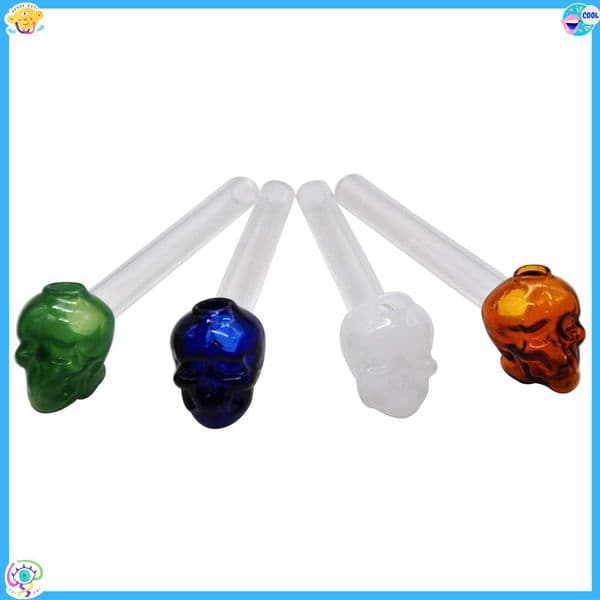 Thick Heady cheap 14cm Skull shape Glass oil burner Pipe Bubbler Tube Mini Smoking Hand Spoon Pipes Dry Herb Tobacco Bowls Small