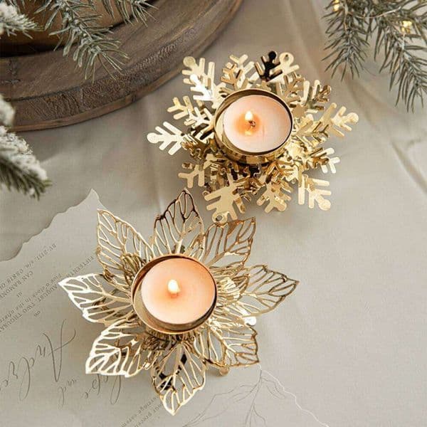 1pcs Metal Candle Decoration Snowflake Tealight Holders Christmas Table Centerpieces Xmas Party Supplies XJ260305