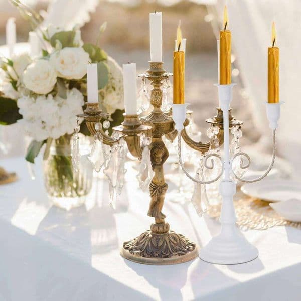 Vintage Iron 3-Arms Candelabrum Multi-Head Candlestick Decorative Desktop Ornament For Home Tabletop Metal Holder XJ260305