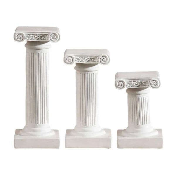 Small Mini Greek Columns Garden Ornament Candlestick Architecture Statue Vintage White Roman Pillars for Desktop Indoor Gift XJ260305
