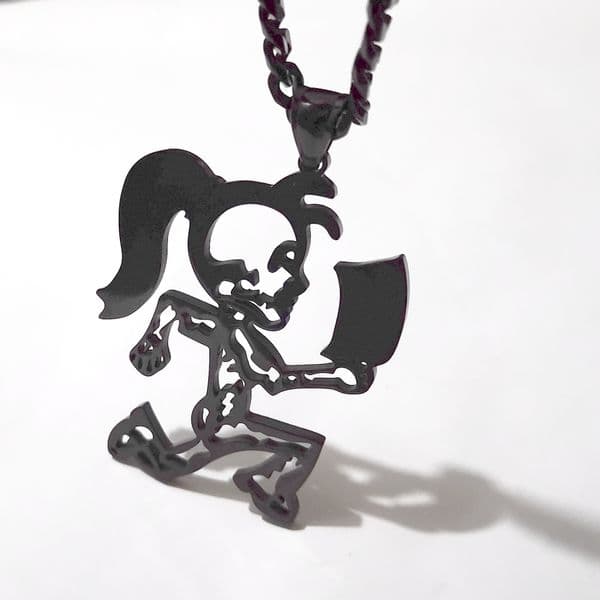 Black Large 2icnh Tall Juggalette Charms ICP Hatchetman Girl Boy Necklace For Mens Women Stainless Steel Jewelry 24inch