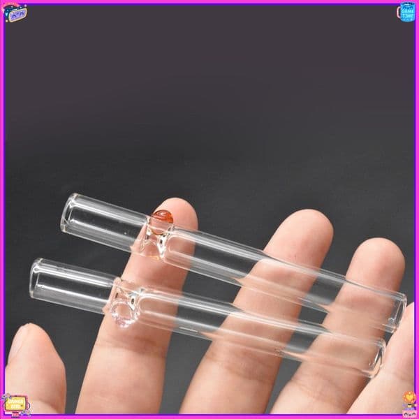 MIni colorful one hitter Pipes 86mm straight glass pipe Smoking Tobacco Cigarette Bat Hitter Pipes Clear Straw Tube Cigarette Filter Tips Steamroller