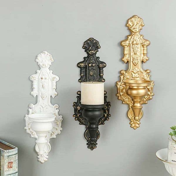 Northern Europe Mounted Vintage Candlestick Stand Candle Holder Ornament Home Living Room Wall Decoration XJ260305