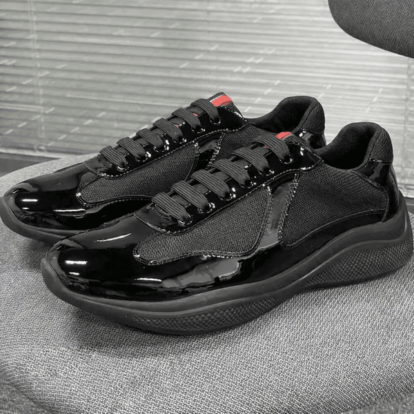 Designer Men Americas Cup Sneakers Real Leather Trainer Patent Flat Black Blue Mesh Nylon Casual Shoes With Box big size us15 eur50 Q260328