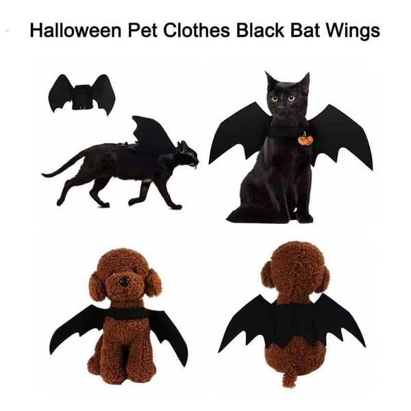 Cute Pet Clothes Black Bat Wings Harness Costume For Halloween Cosplay Cat Dog Halloween Party Dress Up Accessories Pet Supplies H260306