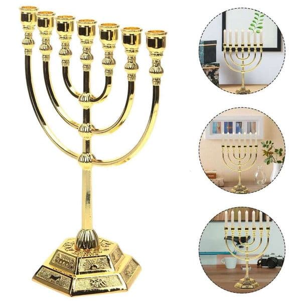 7 Branch Holder Jerusalem Temple 12 Of Menorah 6.69-Inch Height Hanukkah Stand 4 3 XJ260305