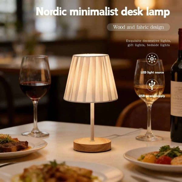 Vintage art desk lamp with fabric lampshade - wooden bedside lamp, suitable for living room, study and home decoration 26Y0206 26Y0306