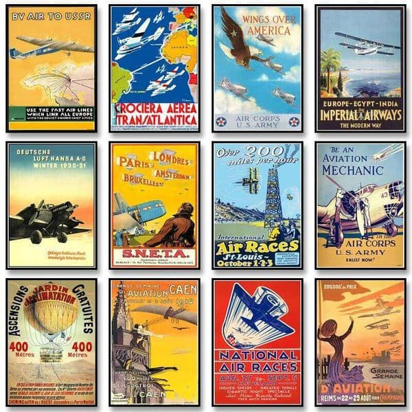 Retro Airways Flights Poster Vintage Aviation Wall Art Print Flying Machines Canvas Painting Pictures for Home Decoration 26Y0306