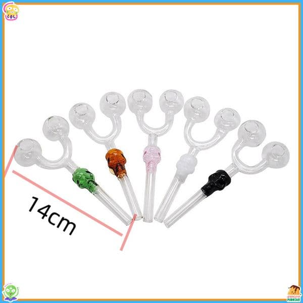 Wholesale 14cm Colorful Creative Double Skull Y shape Glass Pipe Oil Burner Pipe Colorful Thick heady Glass Smoking straw hand Pipes