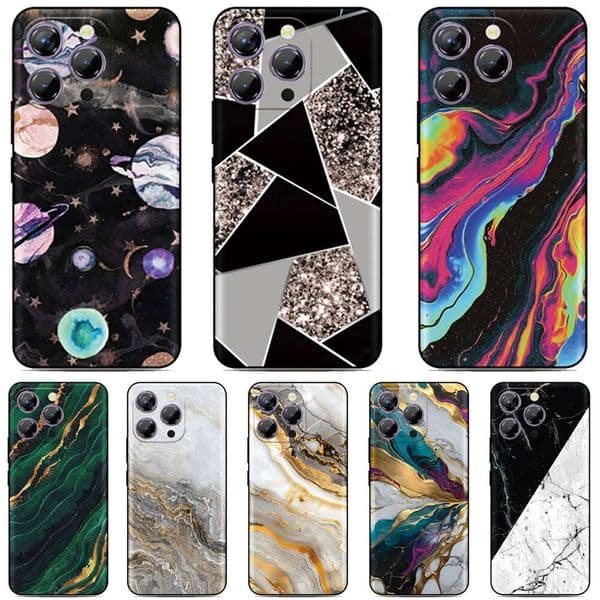 Printed Marble Phone Case For Realme C85 15 Pro 5G C75 C51 C53 C63 C65 C67 C31 C30 C35 C55 C33 4G C21 C12 Reno 8T 10 8 7 Cover H260305