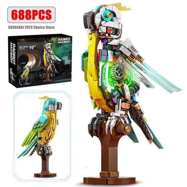 688PCS Parrot Set Mechanical Birds Building Block Toy Collectible Animal Display Model Home Office Decor Gifts for Kids Z260305