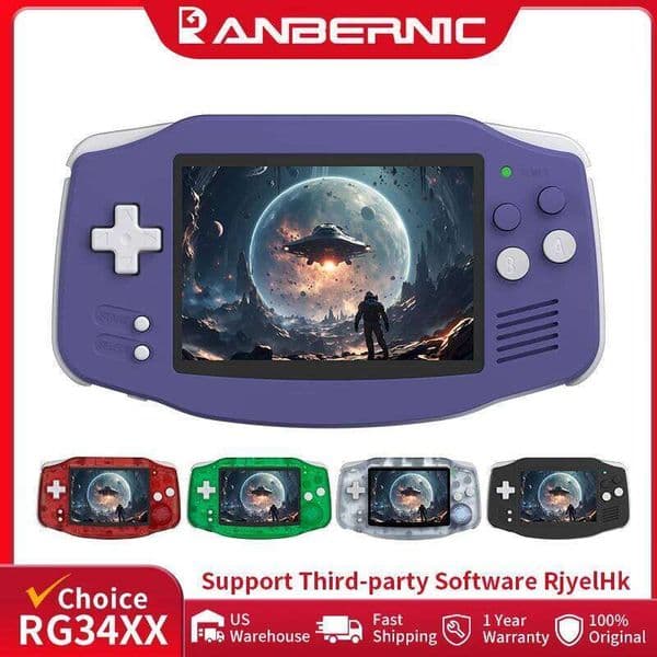 ANBERNIC RG34XX Retro Handheld Game Console 3.4" I Screen Linux 64-bit Video Gaming Player Support WiFi HD TV Output 26Y0304