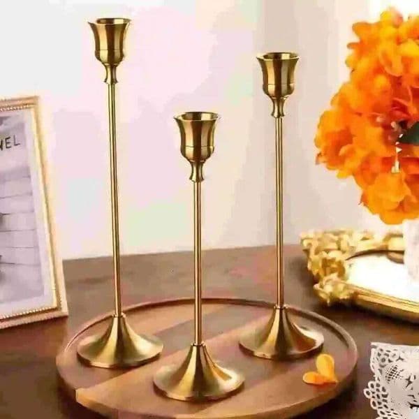 Vintage Elegant Set of 3 Tabletop Holders, Metal Candle Holders Decoration Suitable for Home and Hotel XJ260305